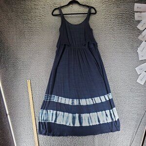 Lane Bryant Dress Womens 14/16 Blue Tie Dye Sleeveless Maxi Rayon Spandex Blend